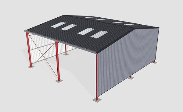 double slope roof metal building