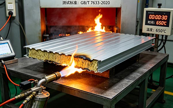 fire resistance experiment of rock wool sandwich panel